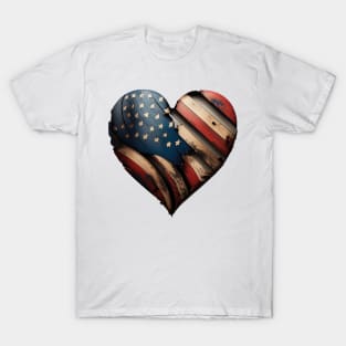 Patriotic Heart - Tattered but Still Strong T-Shirt